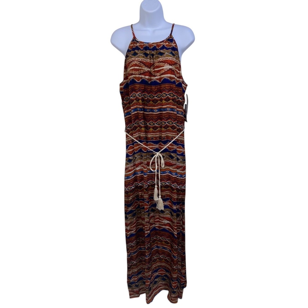 Karen Kane Canyonland Halter Maxi Dress Ethereal Tribal Resortwear Aztec M NEW‎ - Picture 2 of 16
